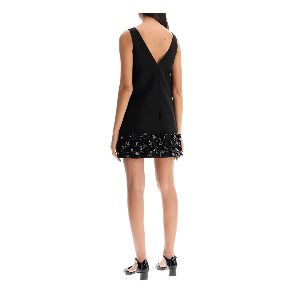 Self Portrait Bloemenapplicatie Crepe Mini Jurk Black Dames