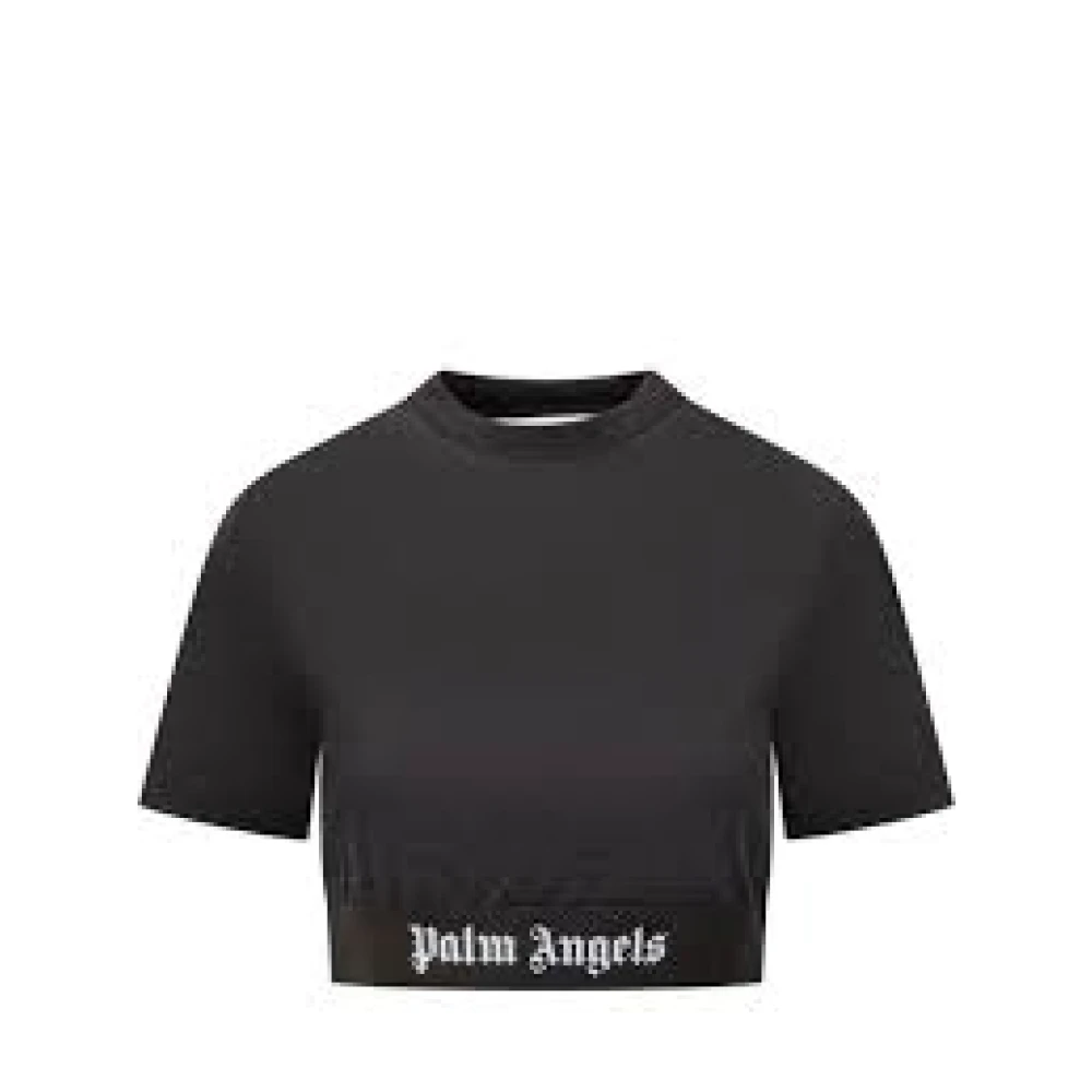 Palm Angels Casual Katoenen T-shirt in Trendy Stijl Black Dames
