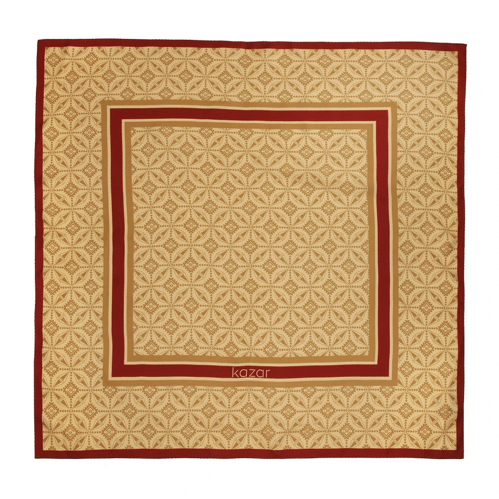 Kazar Beige zijden sjaal met het patroon van de auteur Beige Dames
