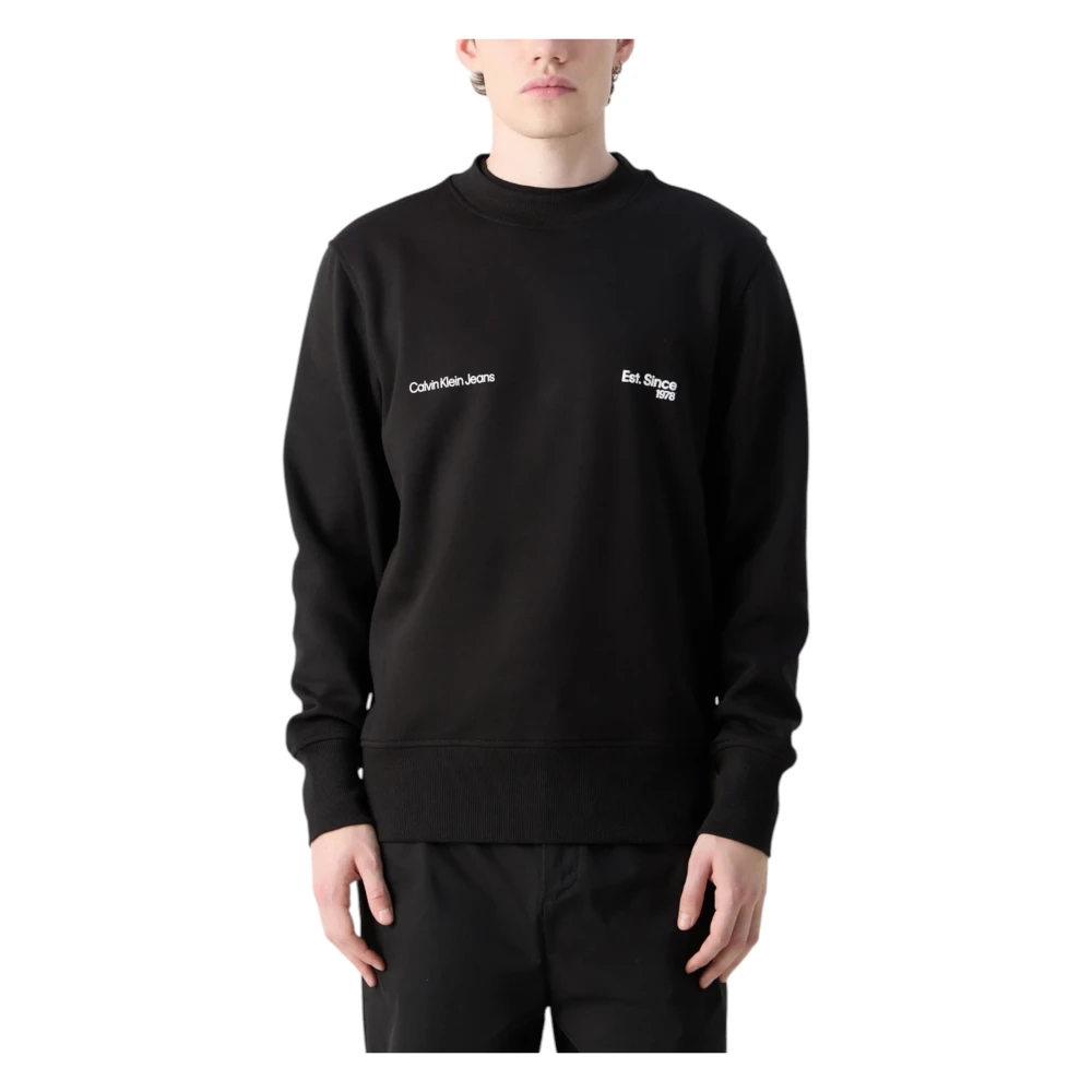 Calvin Klein Jeans Zwarte Katoenen Sweatshirt met Lange Mouwen Black Heren