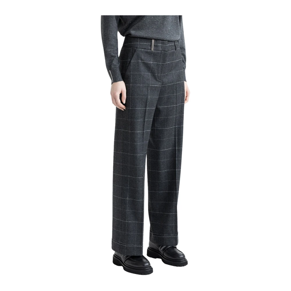 PESERICO Lurex geruite flanellen klassieke broek Gray Dames