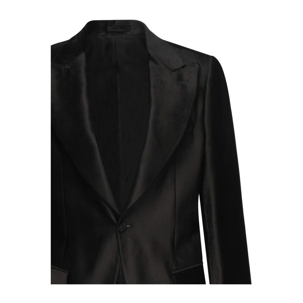 Lardini Zwarte Suède Jas met Eén Knoop Black Heren