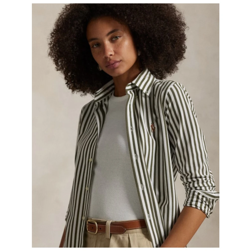 Polo Ralph Lauren Gestreept Polo Gebreid Overhemd Green Dames