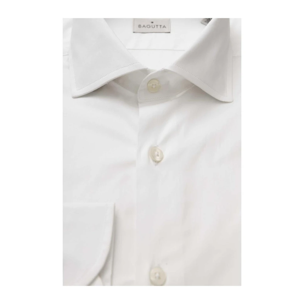 Bagutta Slim Fit Franse Kraag Katoenen Overhemd White Heren