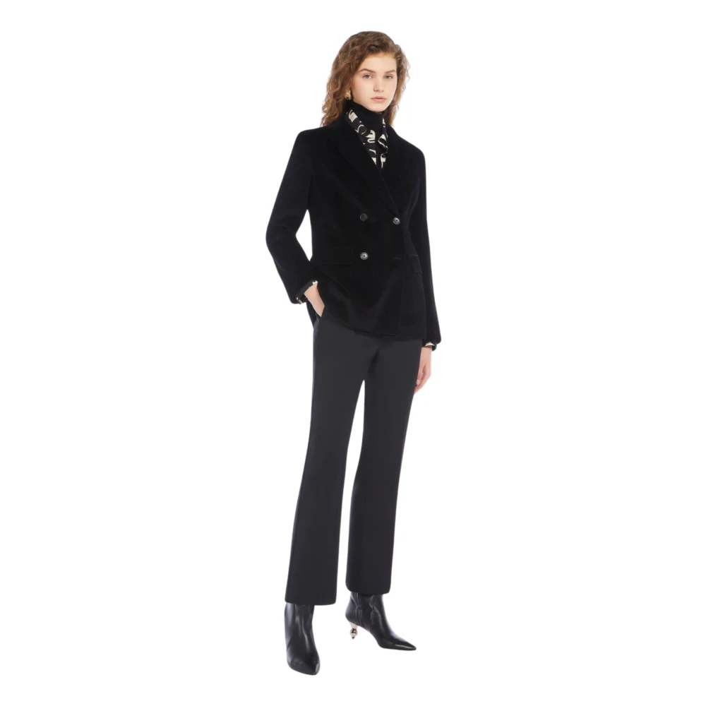 Max Mara Weekend Zwarte wollen rechte broek Black Dames