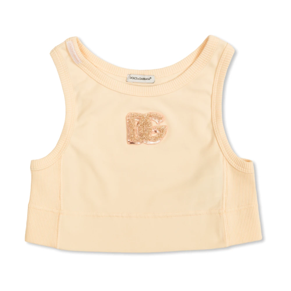 Dolce & Gabbana Pink Top With Application - Unisex - Kids Sleeveless Tops - 6 Y - Kids