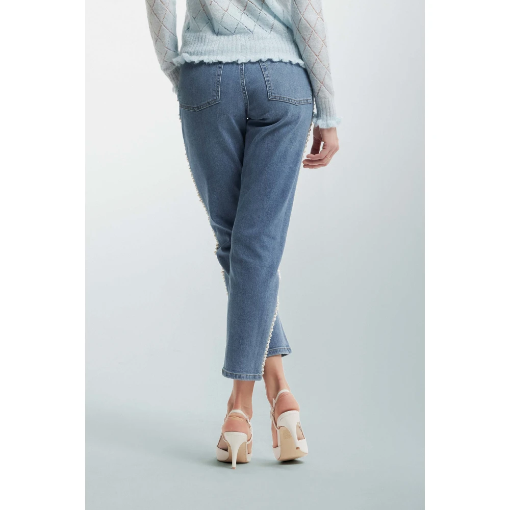 Kocca Enkel-lengte jeans versierd met kralen Blue Dames