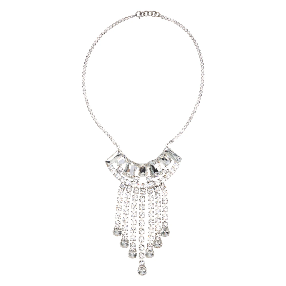 Dries Van Noten Gray Necklaces, Female, One Size, Pendant Necklace With Rhinestones