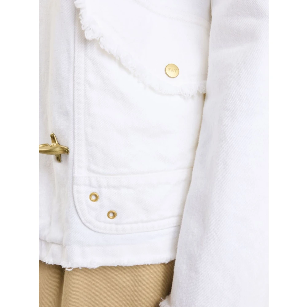 Fay Witte Jacket met Raffelrand en Zakken White Dames