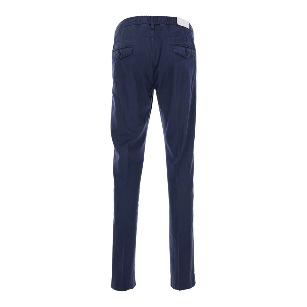 Eleventy Blauwe Katoenen Trekkoord Taillebroek Blue Heren