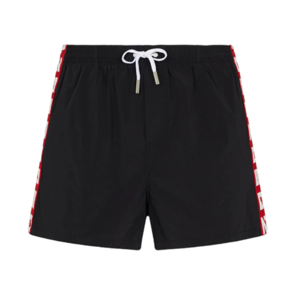 Dsquared2 Costume Da Bagno Uomo Boxer Midi – Modello D7B543860.96048 – 100% Poliestere – Colore Nero – Lavabile In Lavatrice
