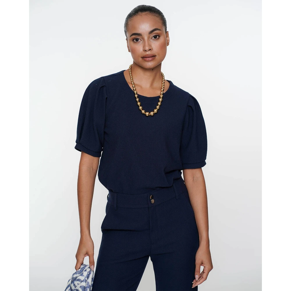 Geisha Korte Mouw Top Comfortabel Blue Dames