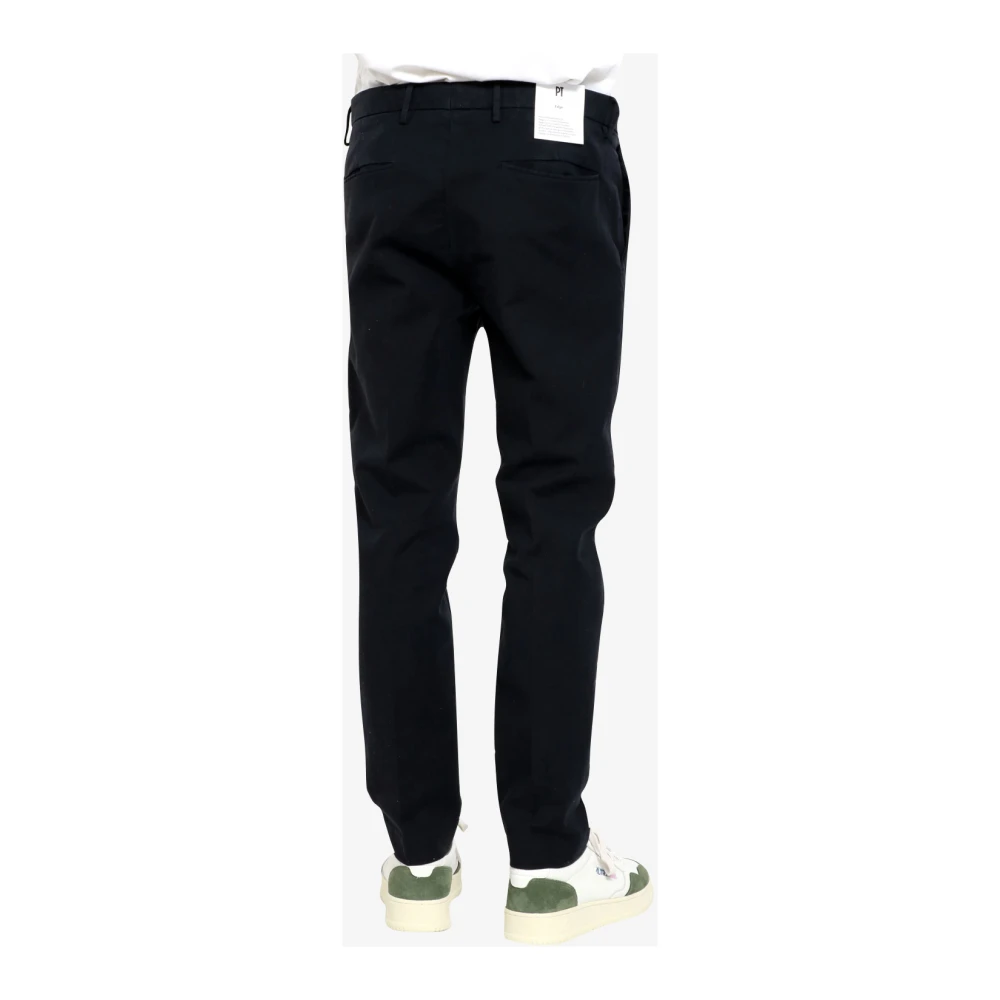 PT Torino Blauwe Katoenen Gabardine Maatwerk Broek Blue Heren