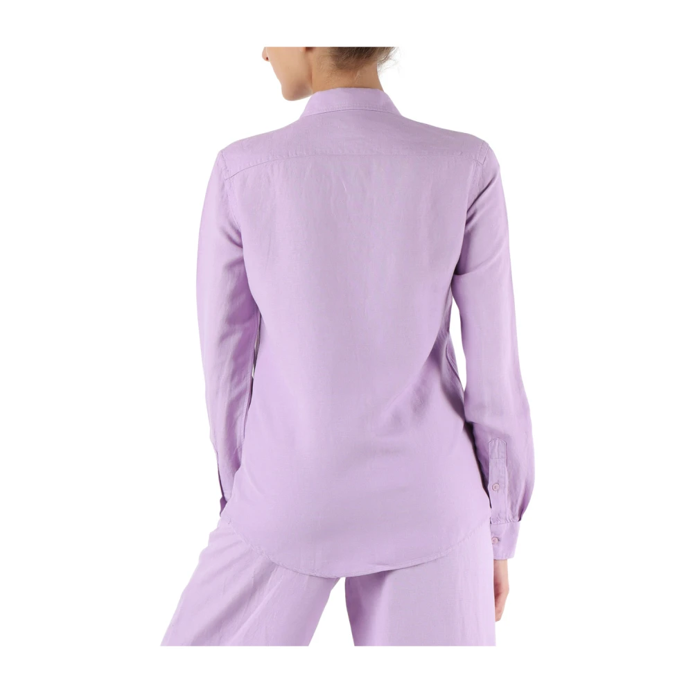 Sun68 Linnen en Viscose Regular Fit Overhemd Purple Dames