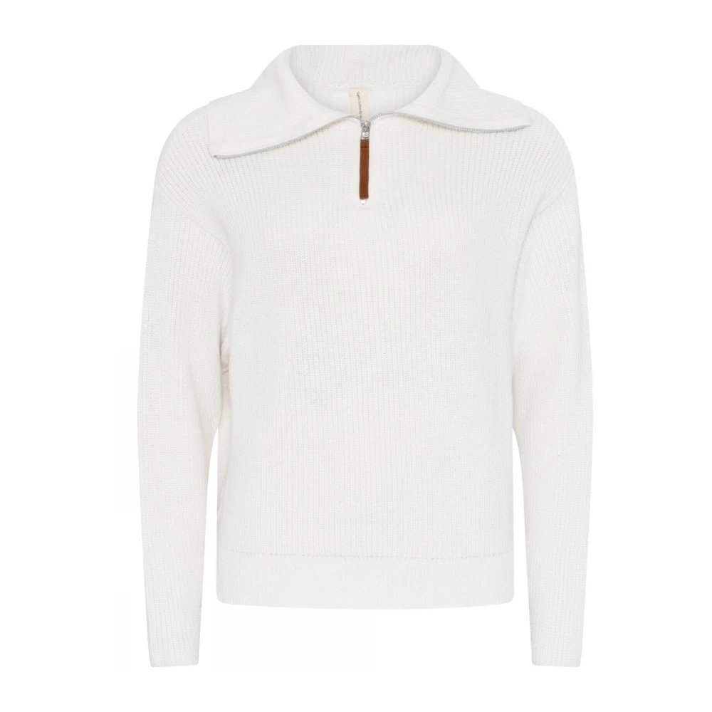 Skovhuus Off-White Zipped Roll-Neck Pullover Blouse White Dames