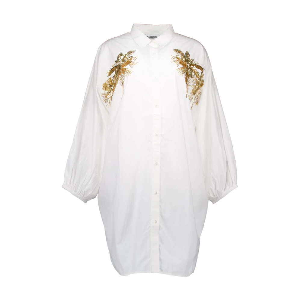 Essentiel Antwerp Frilled blouse jurken wit White Dames