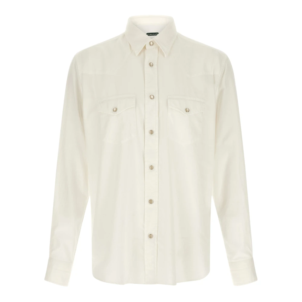 Tom Ford Men's White Western Hand Cotton Shirt - Casual Shirts - 3XL - Shirts