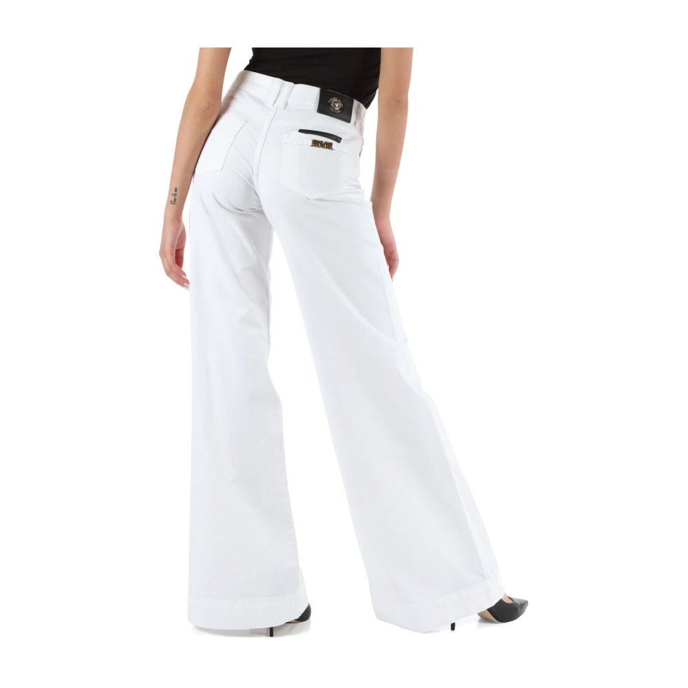 Versace Jeans Couture Laag getailleerde uitlopende jeans met vijf zakken White Dames