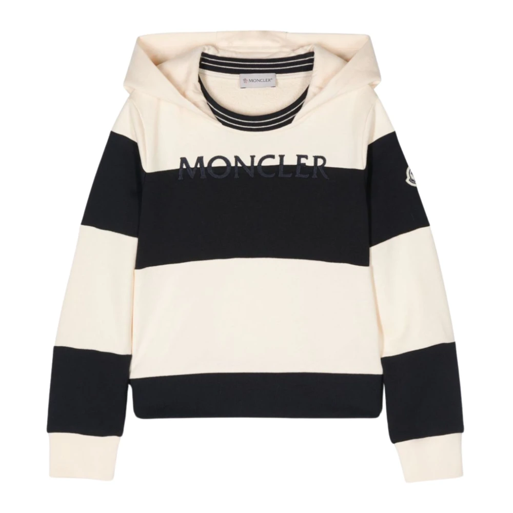 Moncler Barn Cropped Hoodie i Sand/Blå Multicolor, Flicka