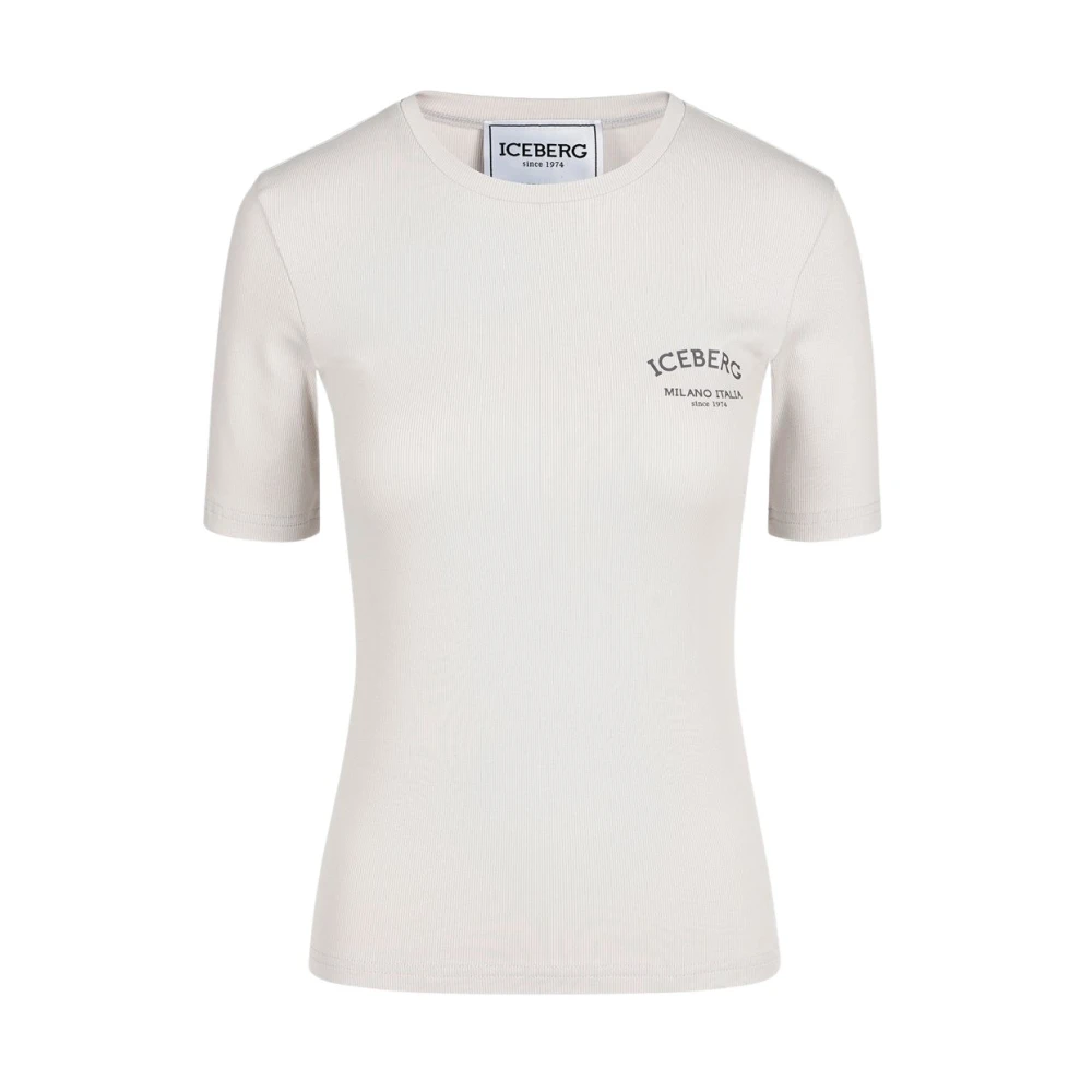 Iceberg Kortemouw T-shirt in katoenen rib Gray Dames