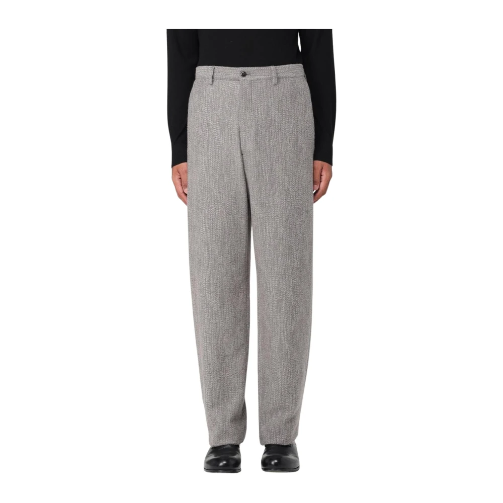 Giorgio Armani Uomo Beige Pantaloni In Lana Strutturata
