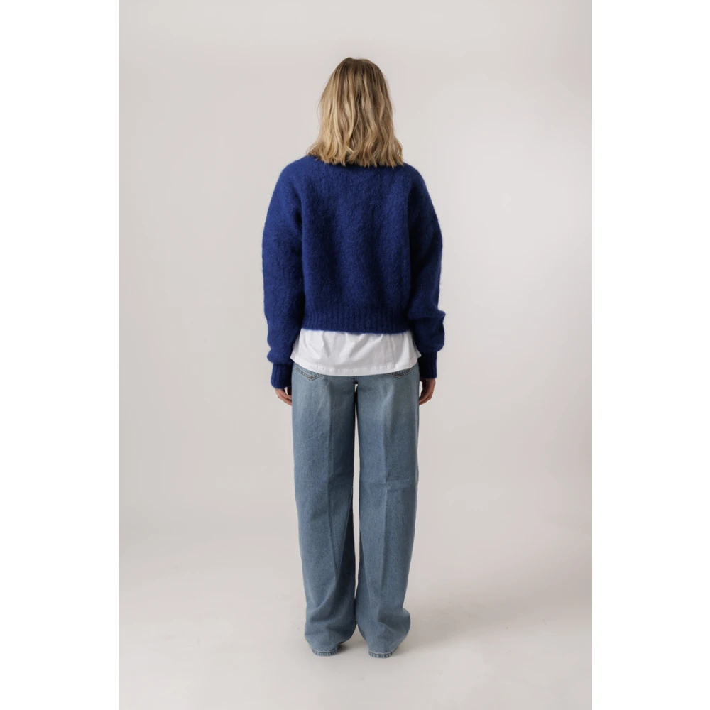 By-Bar Blauwe Mohair Pullover Oversized Fit Blue Dames