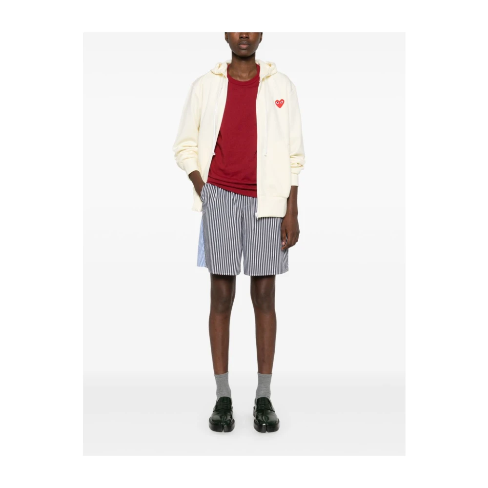 Comme des Garçons Crème Logo Hoodie met Rits Beige Heren