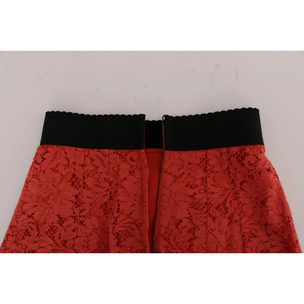 Dolce & Gabbana Oranje Kant Potlood Rok Orange Dames