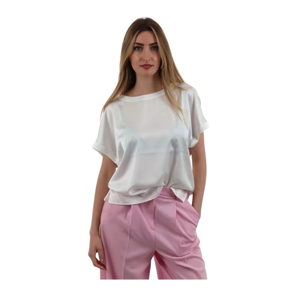 Emme Di Marella Women's White Blouses, L, Ramo Raso Stretch Blouse