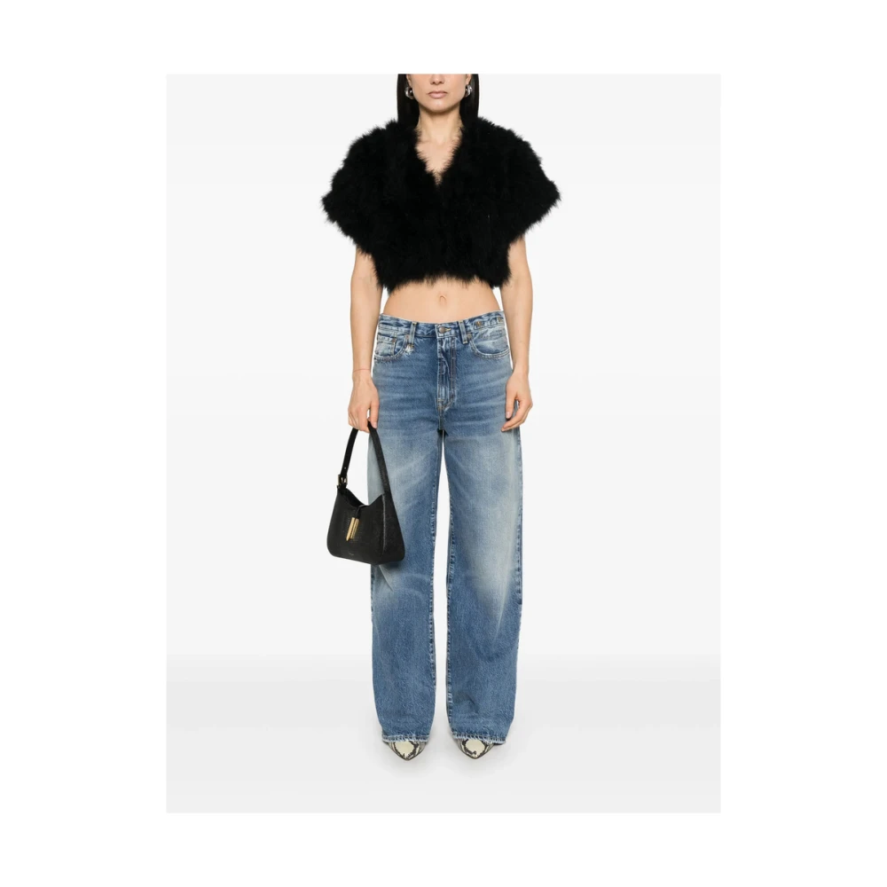 Yves Salomon Zwarte Faux Fur Shearling Jas Black Dames