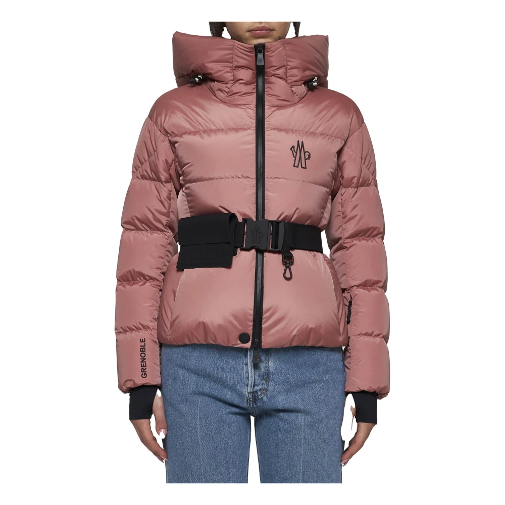 Moncler Roze Gewatteerde Donsjas met Riem Pink Dames