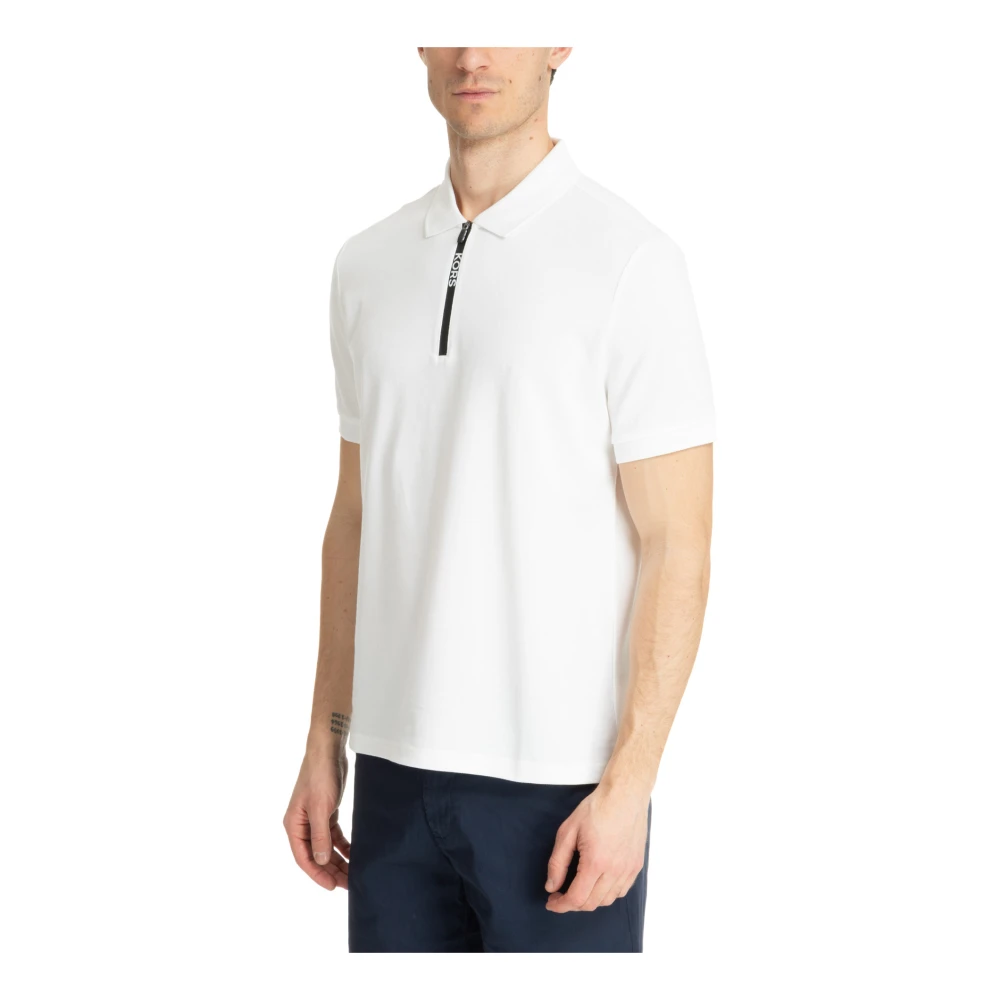 Michael Kors Polo Shirt met Ritssluiting en Logo Details White Heren