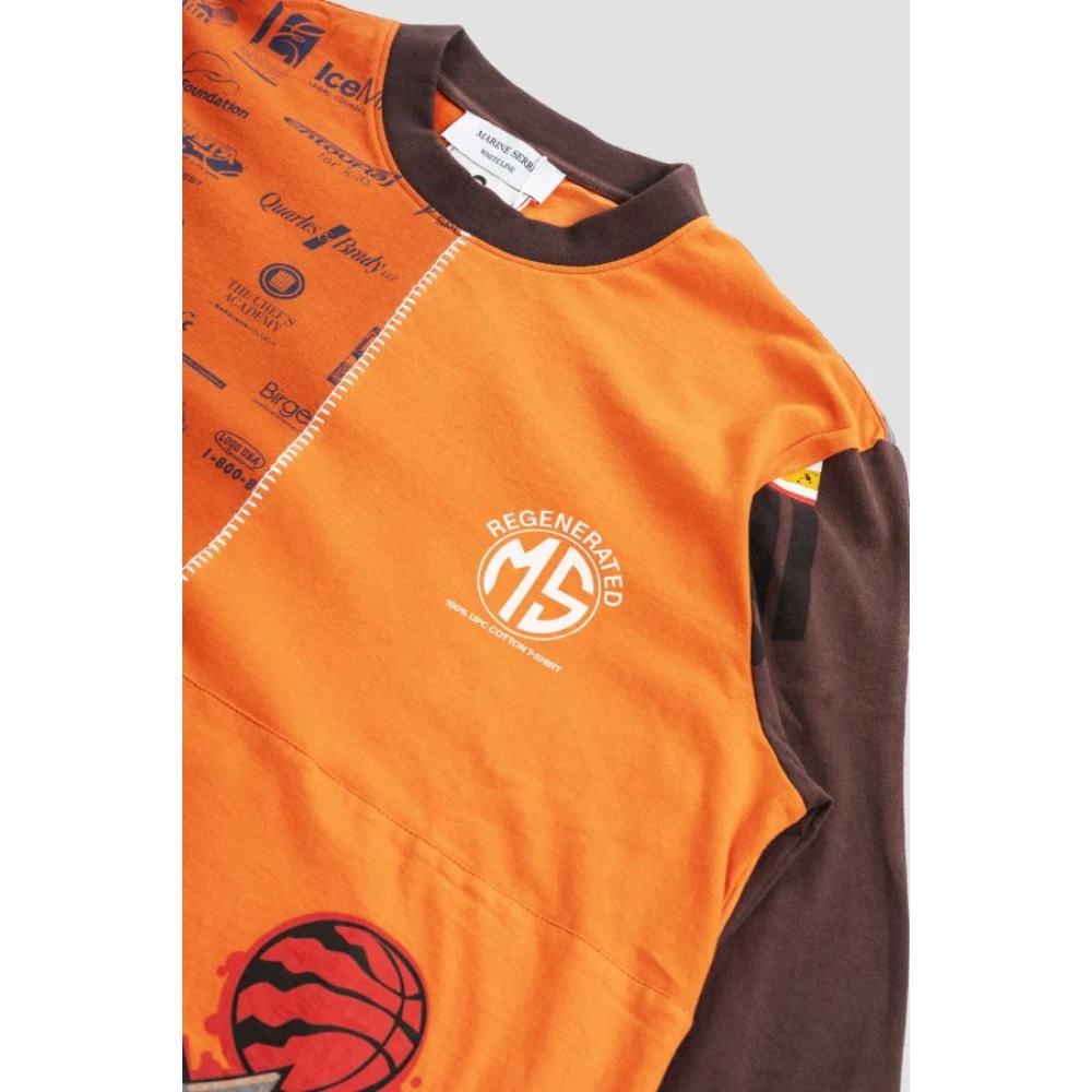Marine Serre Upcycled grafisch T-shirt in oranje Orange Heren