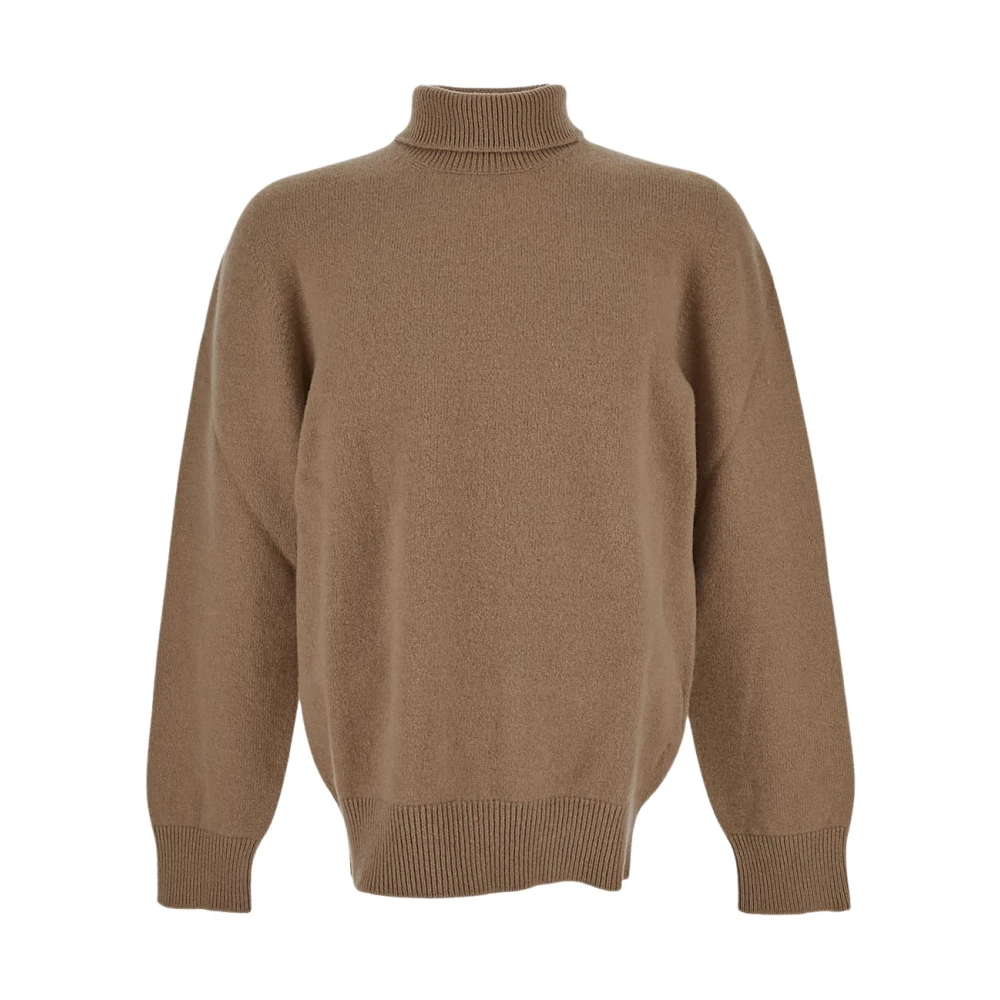 Laneus Men's Brown Turtlenecks, M, Wool Turtleneck Knit Jumper