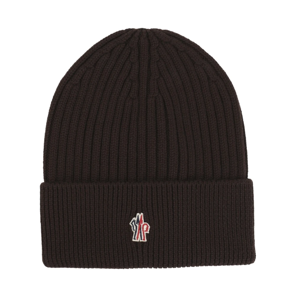 Moncler Grenoble Uomo Marrone Berretto Logo In Lana Vergine - Immagine 3