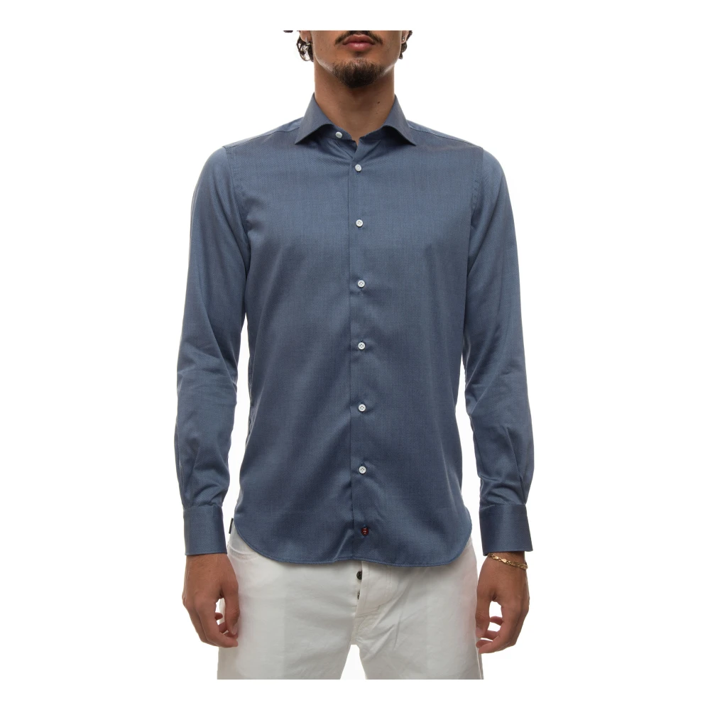Càrrel Micro Print Jurk Hals Casual Shirt Gray Heren