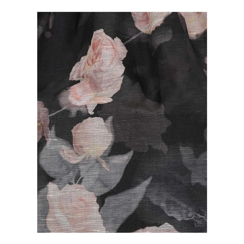 Zimmermann Zwart Zijde Linnen Midi Rok Black Dames