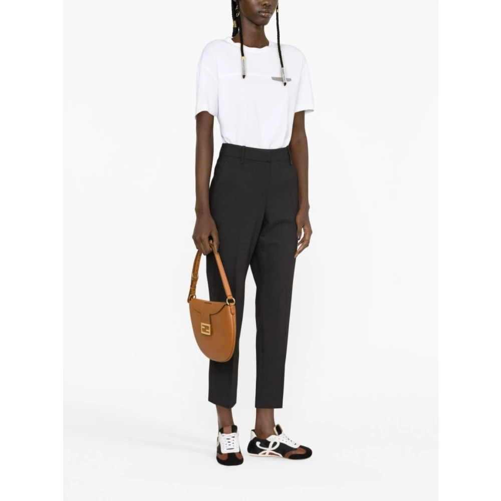 BRUNELLO CUCINELLI Antraciet wollen broek met monile detail Gray Dames