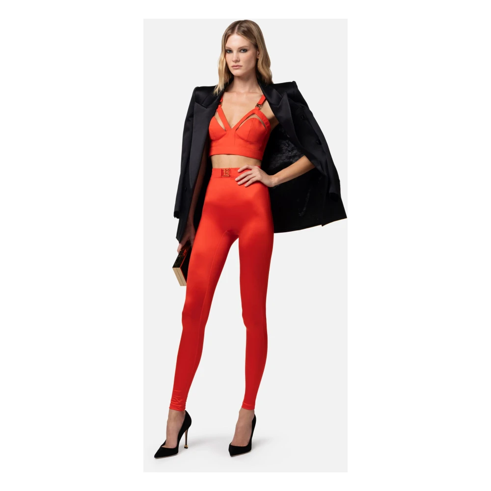 Elisabetta Franchi Katoenen Corset Top met Cut-Out Orange Dames