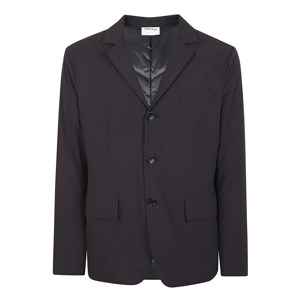 Aspesi Navy Nylon Stretch Blazer Blue Heren