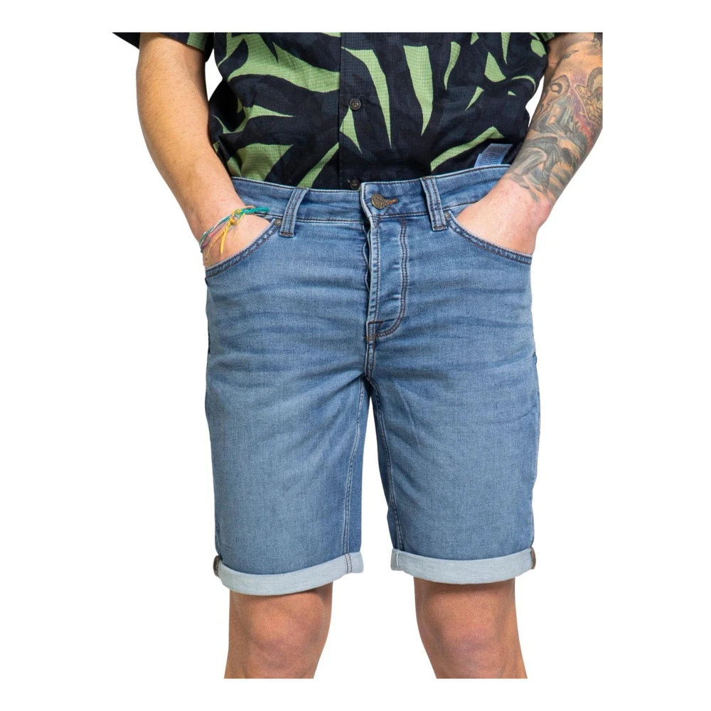 ONLY & SONS Blå dragkedja och knapp shorts Blue, Herr