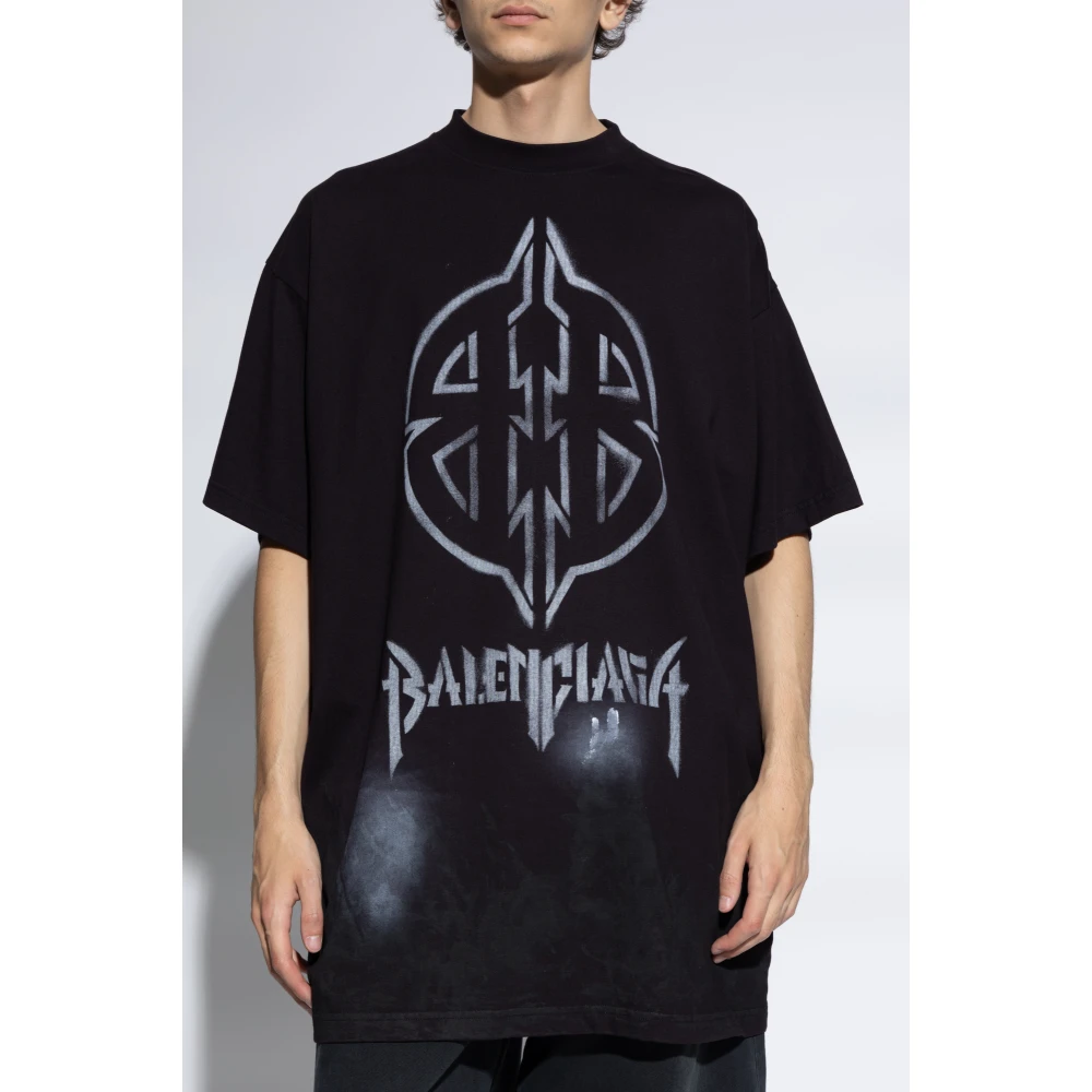 Balenciaga Geprint T-shirt Black Heren