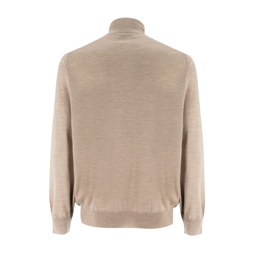 BRUNELLO CUCINELLI Zachte getextureerde cardigan met gegoten rits Beige Heren