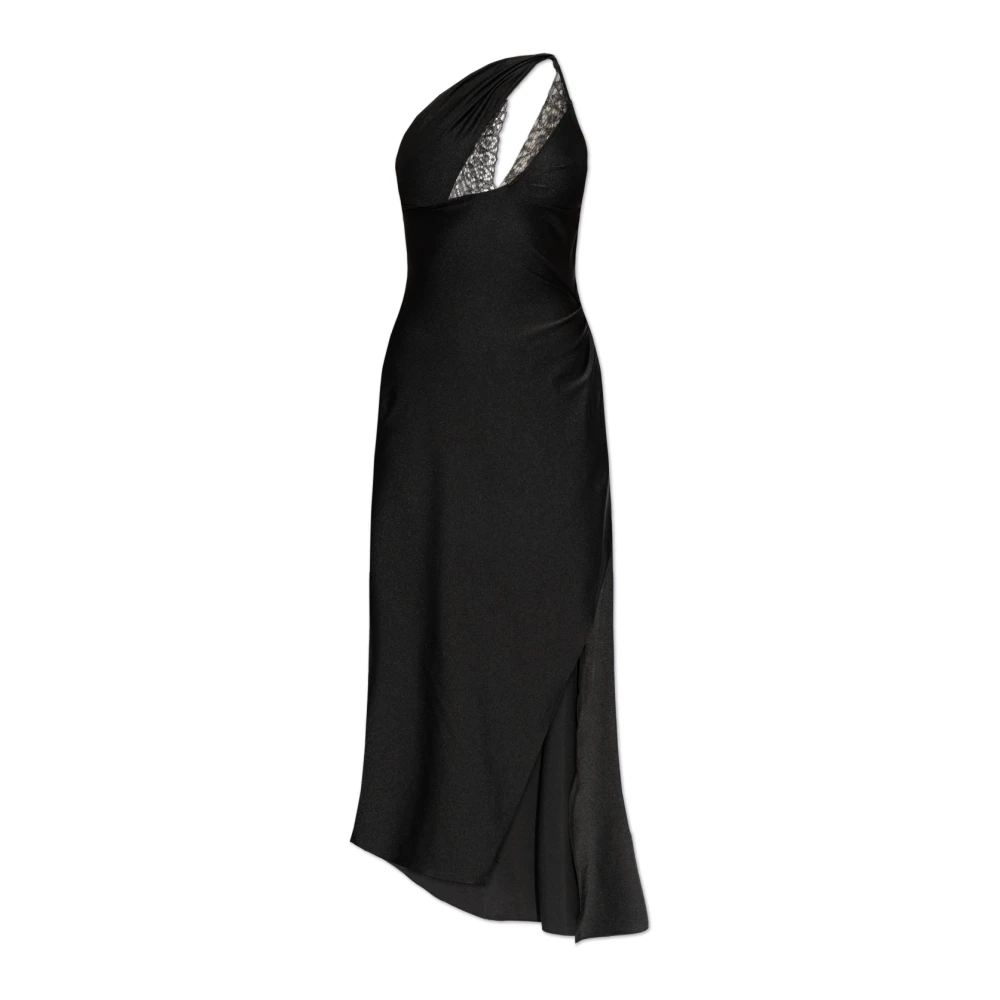 Coperni Zwarte one-shoulder jurk met kanten details Black Dames