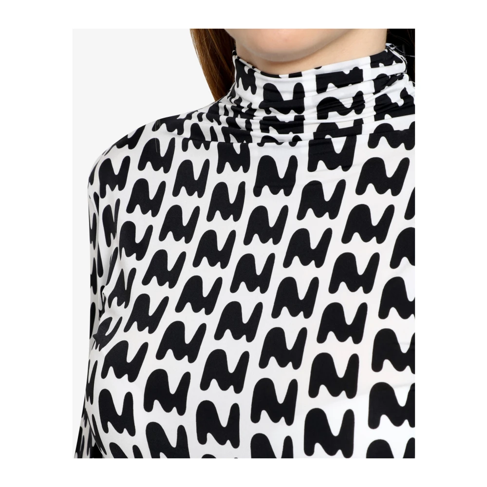 Msgm Witte Stretch Stof Blouse met M Patroon White Dames