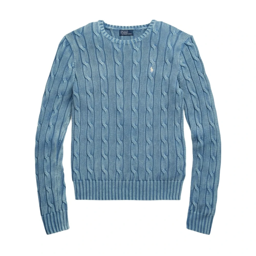 Polo Ralph Lauren Blauwe Cable Knit Sweater met Polo Pony Motif Blue Dames