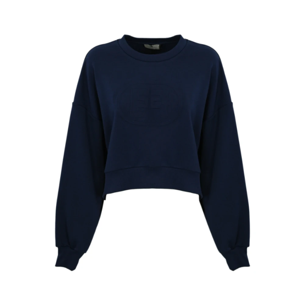Elisabetta Franchi Blauwe Oversized Logo Sweatshirt Blue Dames