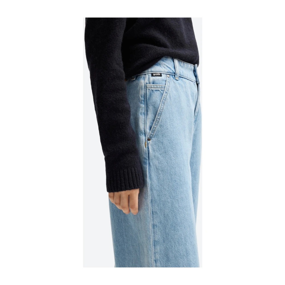 Hugo Boss Wijde Pijp Denim Shorts Blue Dames