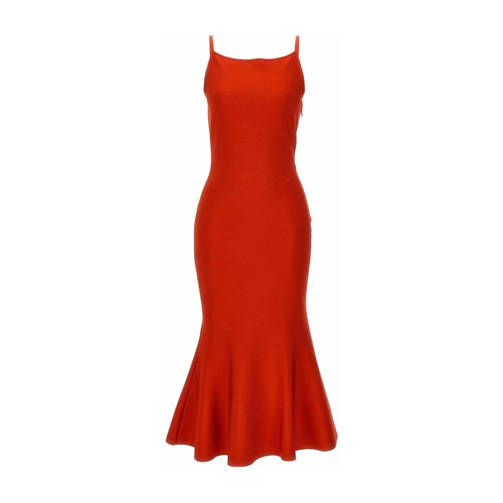 Alexander mcqueen Wijdvallende Gebreide Jurk met Zijrits Red Dames