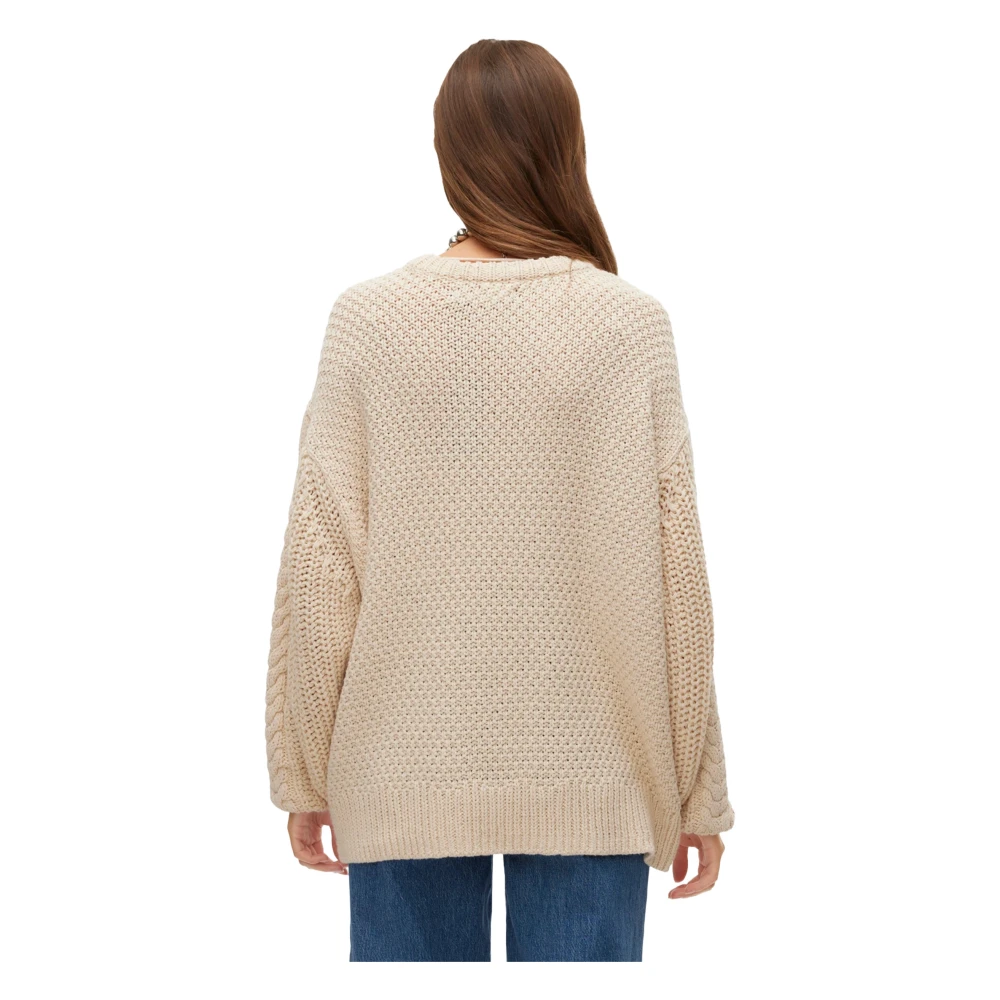 Vero Moda Beige Gebreide Ronde Hals Trui Beige Dames